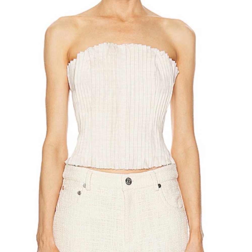 STAUD Cream Strapless Top